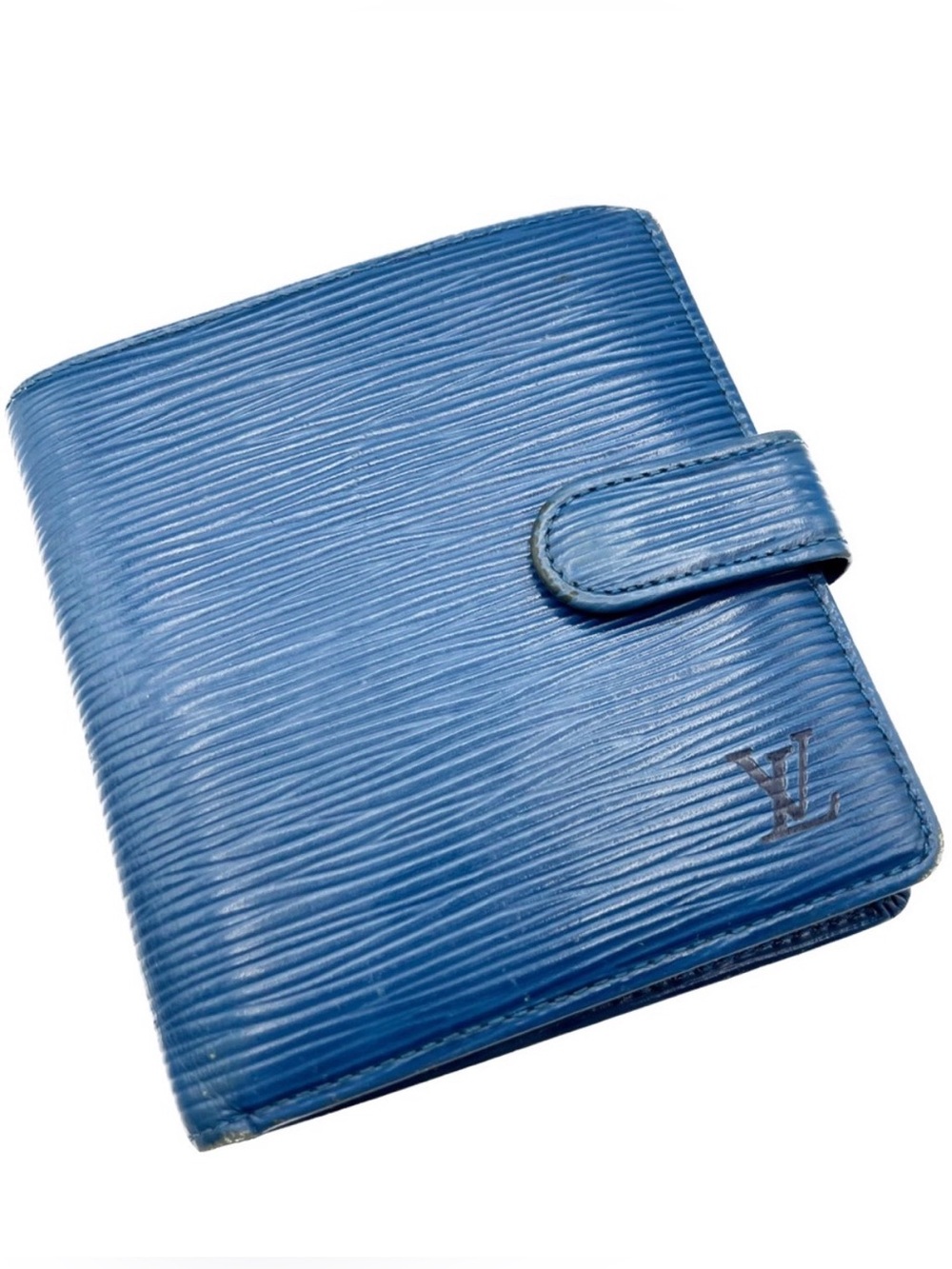 Louis Vuitton Blue Epi Leather Compact BiFold Wallet Unisex Vintage 98 Authentic